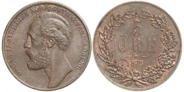 5 Ore Sweden Copper Oscar II of Sweden (1829-1907)