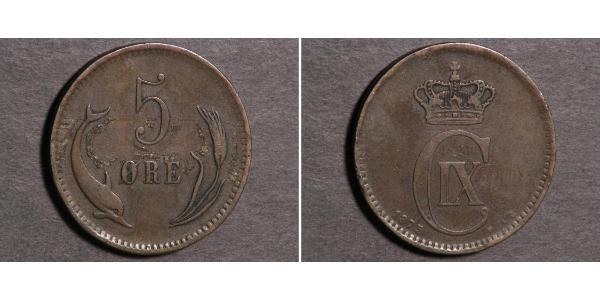 5 Ore Danemark Cuivre Christian IX de Danemark (1818-1906)