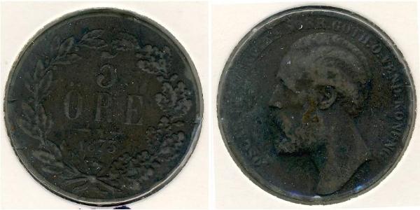5 Ore Svezia Rame Oscar II di Svezia (1829-1907)