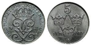 5 Ore Sweden Steel/Bronze Gustaf V of Sweden (1858 - 1950)