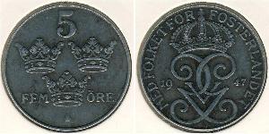 5 Ore Sweden Steel/Bronze Gustaf V of Sweden (1858 - 1950)