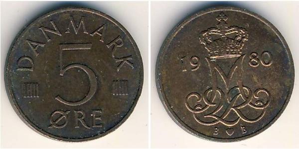 5 Ore Denmark  Margrethe II of Denmark (1940-)