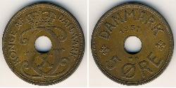 5 Ore 丹麦 青铜 克里斯蒂安十世 (1870 - 1947)