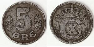 5 Ore 丹麦 青铜 克里斯蒂安十世 (1870 - 1947)