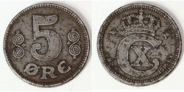 5 Ore 丹麦 青铜 克里斯蒂安十世 (1870 - 1947)
