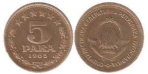 5 Para República Federativa Socialista de Yugoslavia (1943 -1992) Cobre/Zinc 