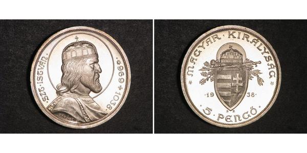 5 Pengo Kingdom of Hungary (1920 - 1946) Argento Stefano I d