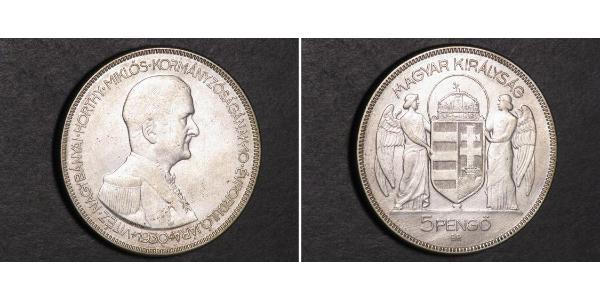 5 Pengo Kingdom of Hungary (1920 - 1946) Argento Miklós Horthy
