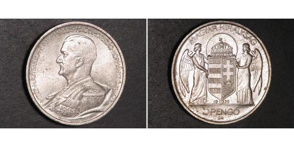 5 Pengo Kingdom of Hungary (1920 - 1946) Argento Miklós Horthy