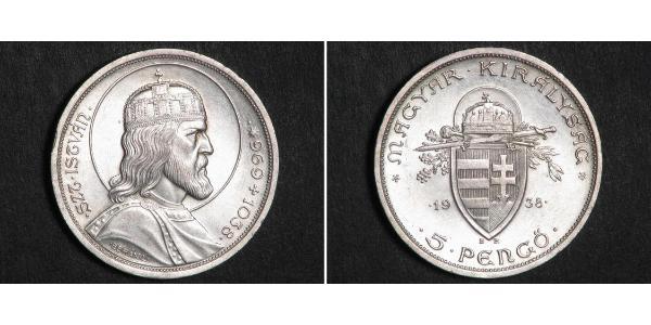 5 Pengo Kingdom of Hungary (1920 - 1946) Argento Stefano I d