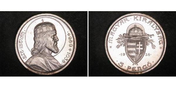 5 Pengo Kingdom of Hungary (1920 - 1946) Argento Stefano I d