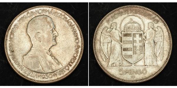 5 Pengo Kingdom of Hungary (1920 - 1946) Argento Miklós Horthy