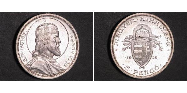 5 Pengo 匈牙利王国 (1920 - 1946) 銀 伊什特万一世