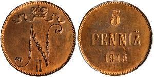 5 Penny Gran Ducado de Finlandia (1809 - 1917) Cobre Nicolás II (1868-1918)