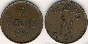 5 Penny Gran Ducado de Finlandia (1809 - 1917) Cobre Nicolás II (1868-1918)