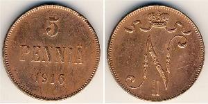 5 Penny Gran Ducado de Finlandia (1809 - 1917) Cobre Nicolás II (1868-1918)