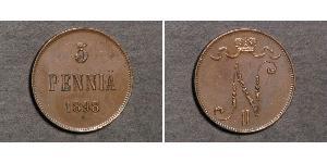 5 Penny Grand Duchy of Finland (1809 - 1917) Copper Nicholas II (1868-1918)