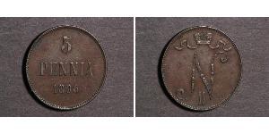 5 Penny Grand Duchy of Finland (1809 - 1917) Copper Nicholas II (1868-1918)