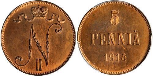 5 Penny Grand Duchy of Finland (1809 - 1917) Copper Nicholas II (1868-1918)