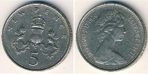 5 Penny United Kingdom (1922-) Copper/Nickel Elizabeth II (1926-2022)