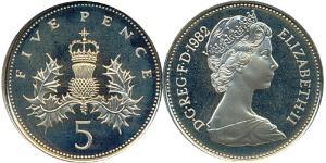 5 Penny United Kingdom (1922-) Copper/Nickel Elizabeth II (1926-2022)