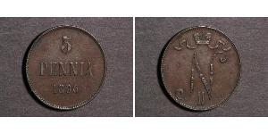 5 Penny Grand-duché de Finlande (1809 - 1917) Cuivre Nicolas II (1868-1918)