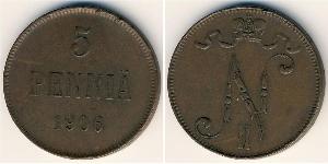 5 Penny Großfürstentum Finnland (1809 - 1917) Kupfer Nikolaus II (1868-1918)