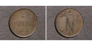 5 Penny Großfürstentum Finnland (1809 - 1917) Kupfer Nikolaus II (1868-1918)