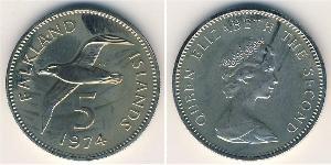 5 Penny Falklandinseln Kupfer/Nickel Elizabeth II (1926-2022)