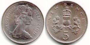 5 Penny Vereinigtes Königreich (1922-) Kupfer/Nickel Elizabeth II (1926-2022)