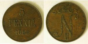 5 Penny Granducato di Finlandia (1809 - 1917) Rame Nicola II (1868-1918)