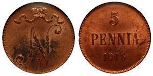 5 Penny Granducato di Finlandia (1809 - 1917) Rame Nicola II (1868-1918)