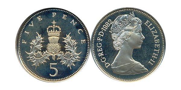5 Penny Regno Unito (1922-) Rame/Nichel Elisabetta II (1926-2022)