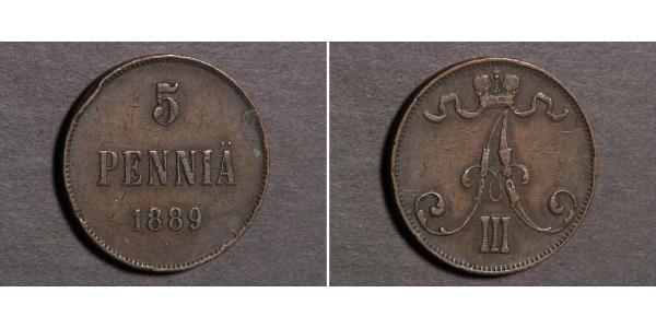 5 Penny Grand-duché de Finlande (1809 - 1917)  Alexandre III (1845 -1894)