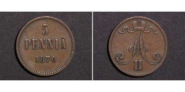 5 Penny 芬兰大公国 (1809 - 1917)  亚历山大二世 (俄国) (1818-1881)