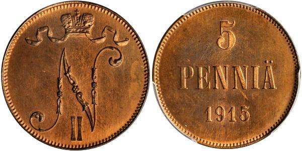 5 Penny 芬兰大公国 (1809 - 1917) 銅 尼古拉二世 (俄罗斯) (1868-1918)