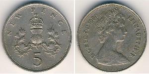 5 Penny United Kingdom (1922-) 銅/镍 伊丽莎白二世 (1926-2022)