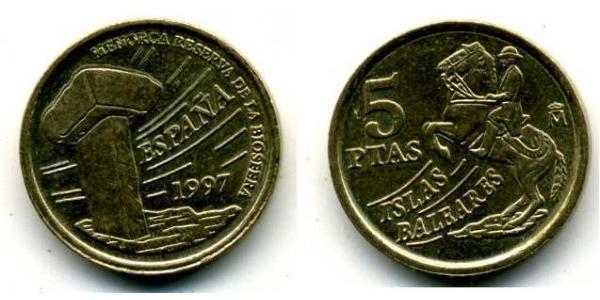 5 Peseta Reino de España (1976 - ) Aluminio/Bronce Juan Carlos I (1938 - )