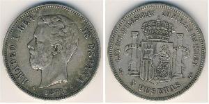 5 Peseta Kingdom of Spain (1814 - 1873) Argent Amédée Ier (roi d