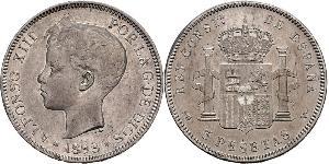 5 Peseta Kingdom of Spain (1874 - 1931) Argent 