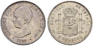 5 Peseta Kingdom of Spain (1874 - 1931) Argent Alfonso XIII of Spain (1886 - 1941)