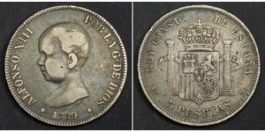 5 Peseta Kingdom of Spain (1874 - 1931) Argent Alfonso XIII of Spain (1886 - 1941)