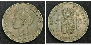 5 Peseta Kingdom of Spain (1874 - 1931) Argent 