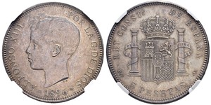 5 Peseta Kingdom of Spain (1874 - 1931) Argent 