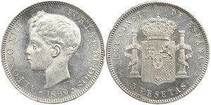 5 Peseta Kingdom of Spain (1874 - 1931) Argent 