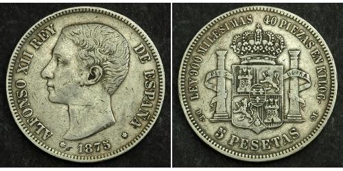 5 Peseta Kingdom of Spain (1874 - 1931) Argent Alfonso XII of Spain (1857 -1885)