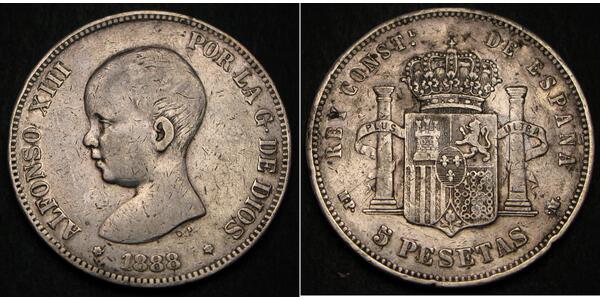 5 Peseta Kingdom of Spain (1874 - 1931) Argent Alfonso XIII of Spain (1886 - 1941)