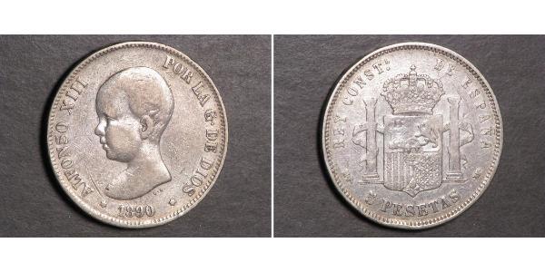 5 Peseta Kingdom of Spain (1874 - 1931) Argent Alfonso XIII of Spain (1886 - 1941)