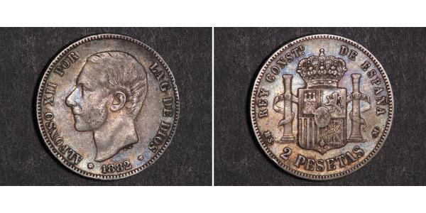 5 Peseta Kingdom of Spain (1874 - 1931) Argent Alfonso XII of Spain (1857 -1885)