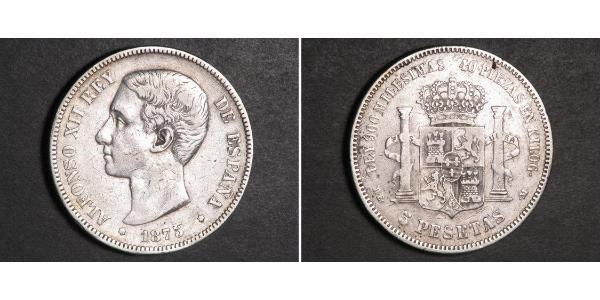 5 Peseta Kingdom of Spain (1874 - 1931) Argent Alfonso XII of Spain (1857 -1885)